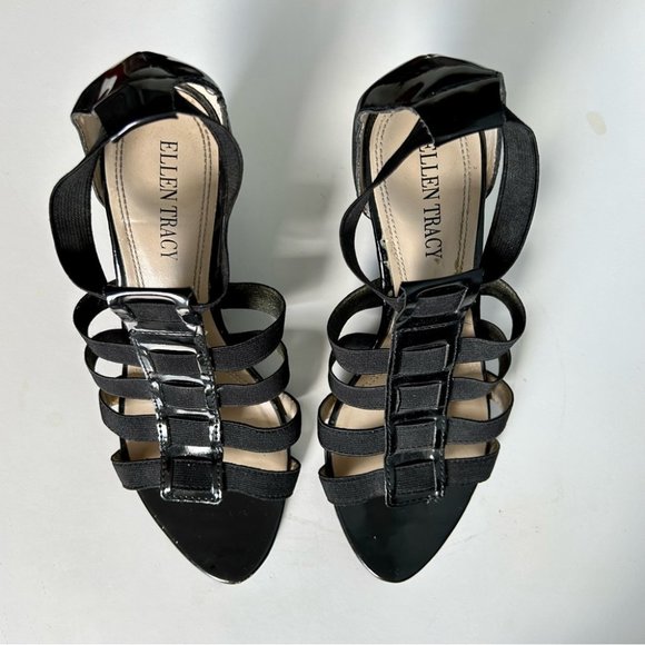 Ellen Tracey black wedge gladiator sandals 7.5 - Picture 4 of 5